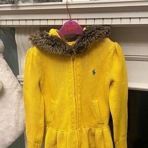 Ralph Lauren Yellow Knit with Fur Trim